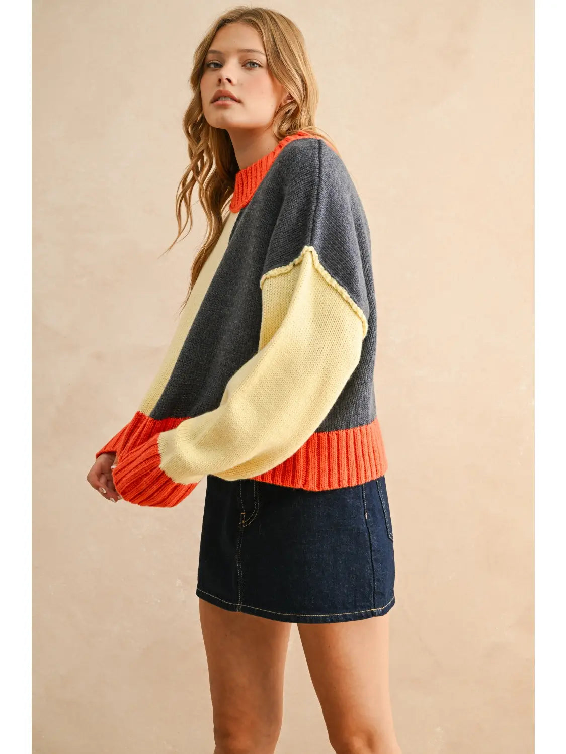 Banana/Navy Colorblock Sweater