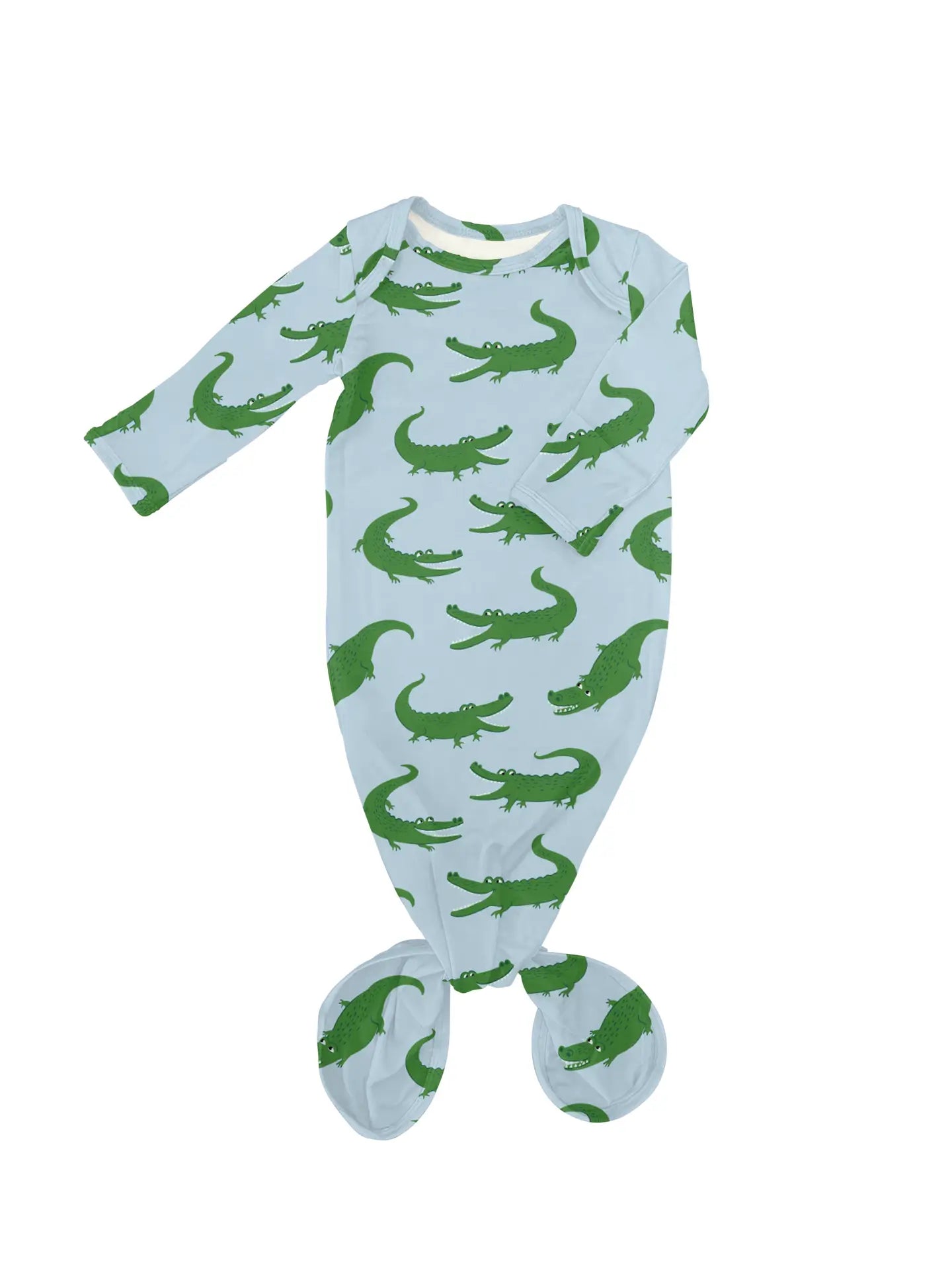 Blue Alligators - Knotted Infant Gown