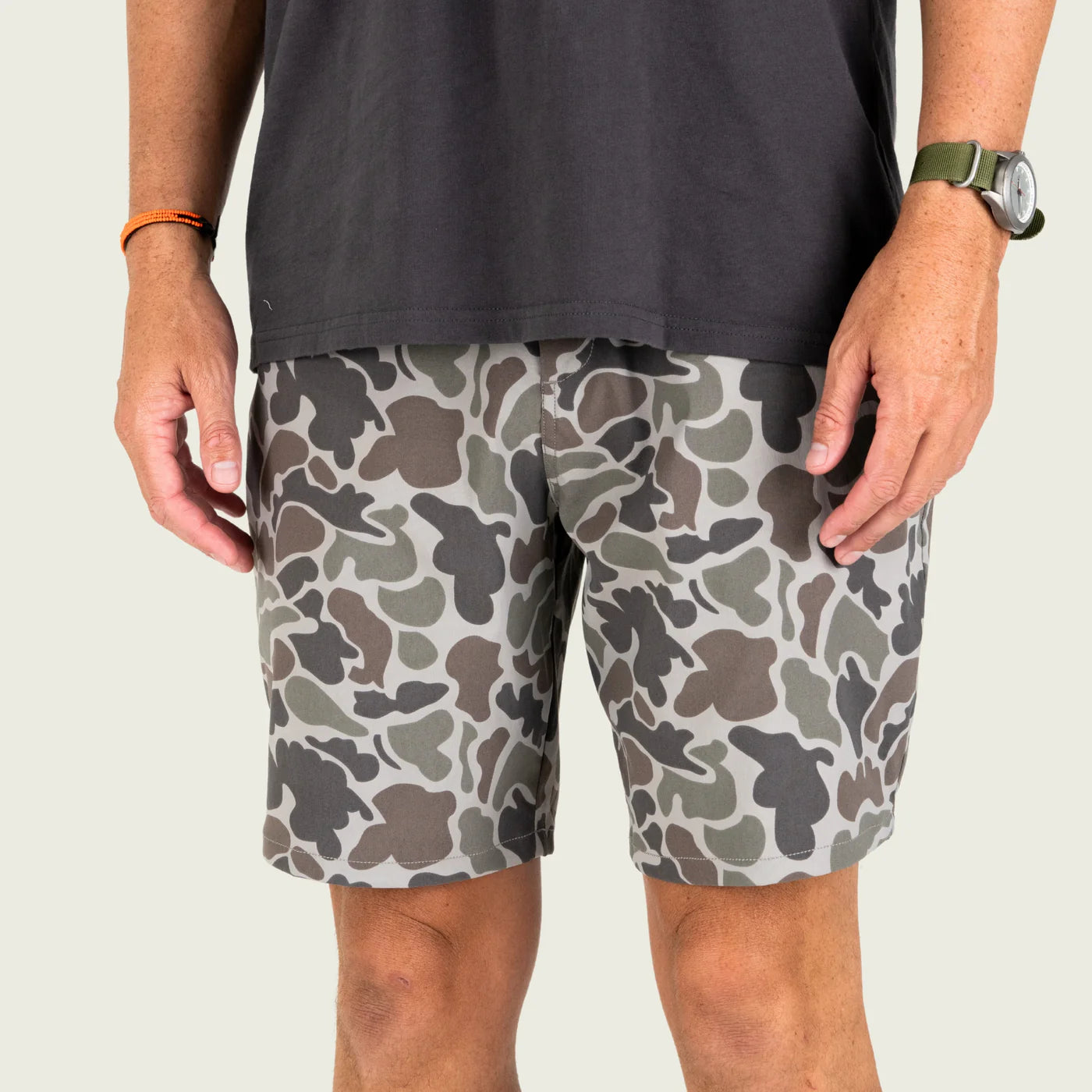 Prime Hagood Shorts in Dark Green Mallard Camo