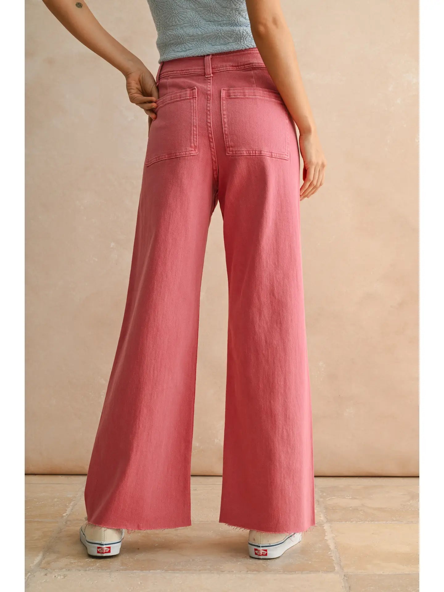 Straight Wide Leg Denim Pants Rose