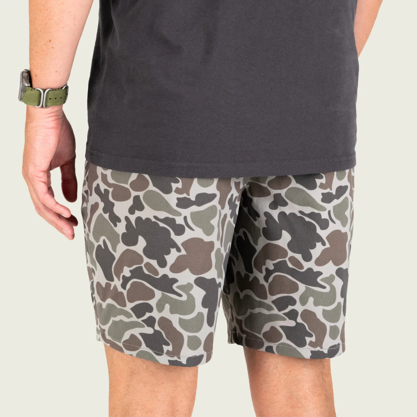 Prime Hagood Shorts in Dark Green Mallard Camo