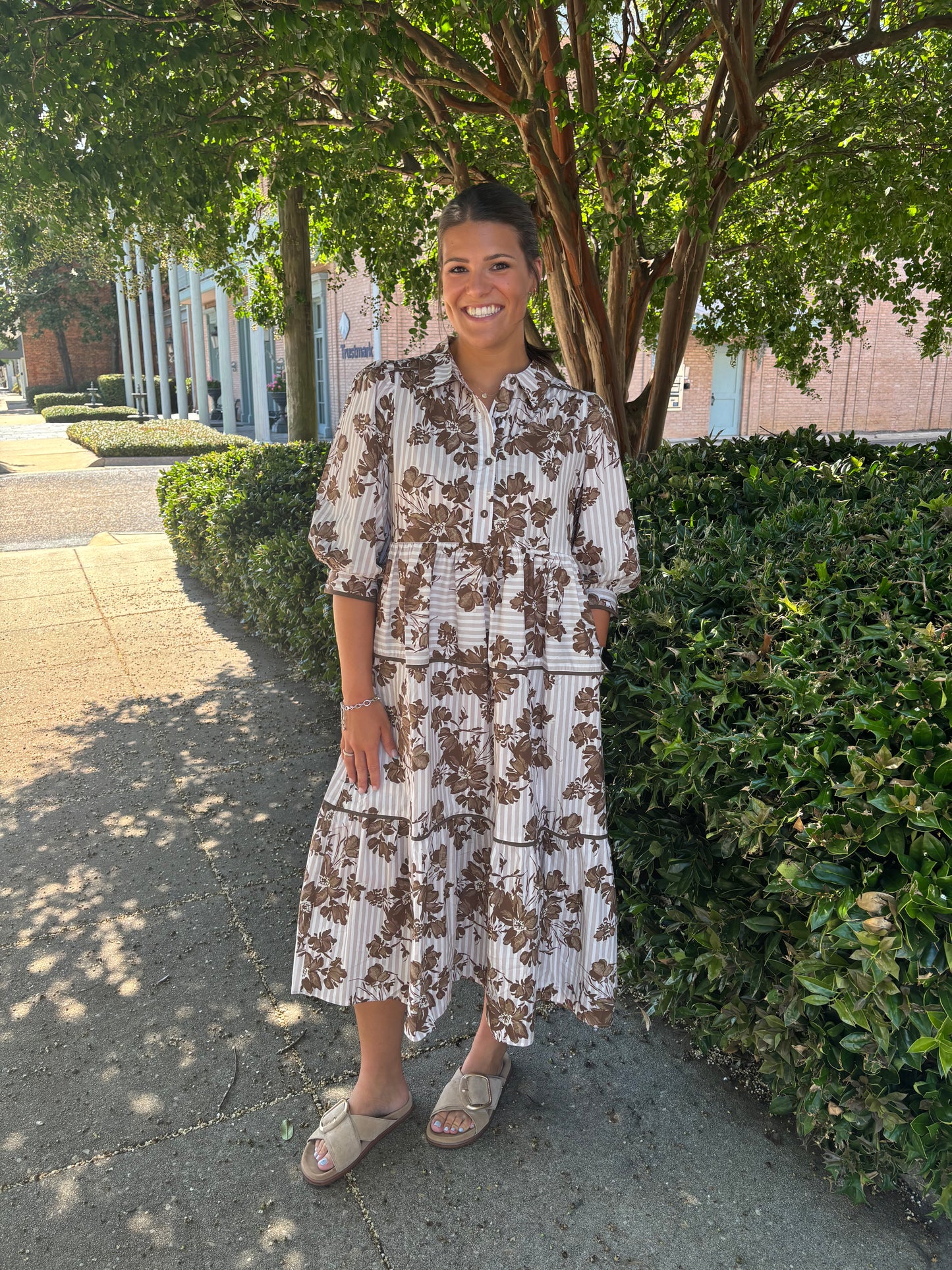 Brown Floral Maxi Dress