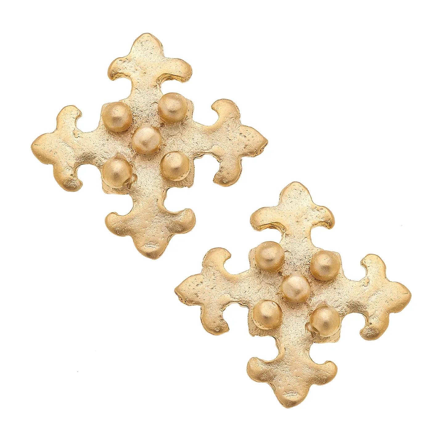 Gold Quad Fleur De Lis Earrings