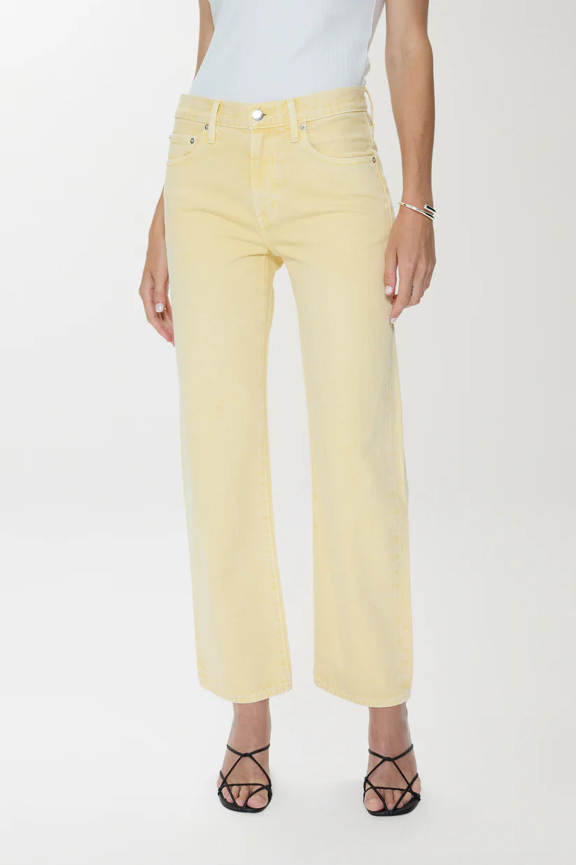 Lexi Mid Rise Bowed Straight Jean - Day Glow