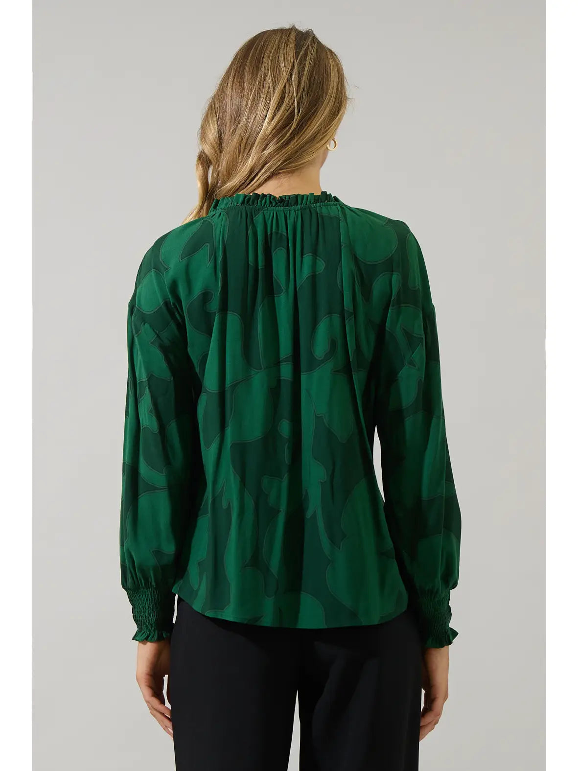 Weylin Split Neck Top Emerald
