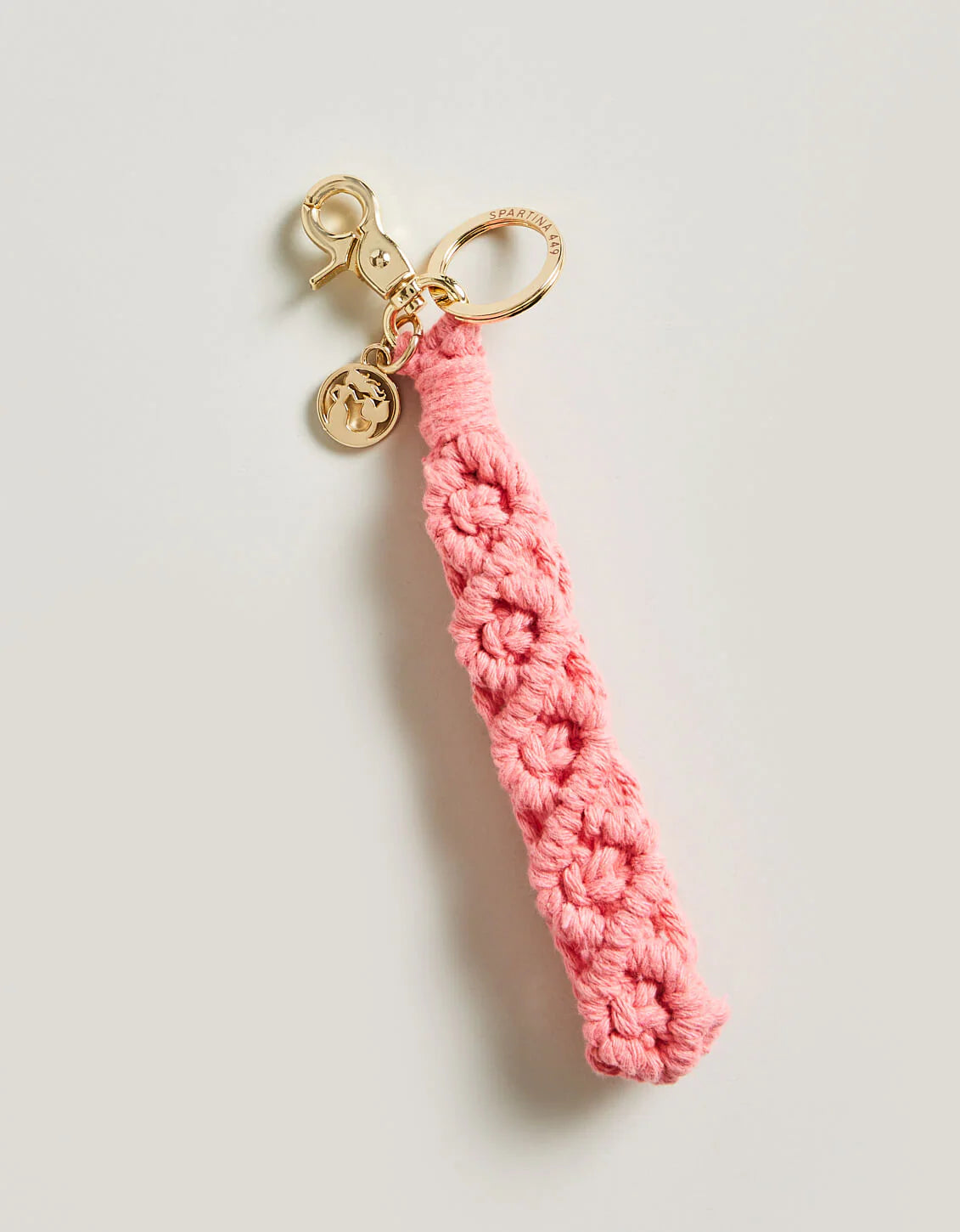 Macrame Wristlet Keychain Pink
