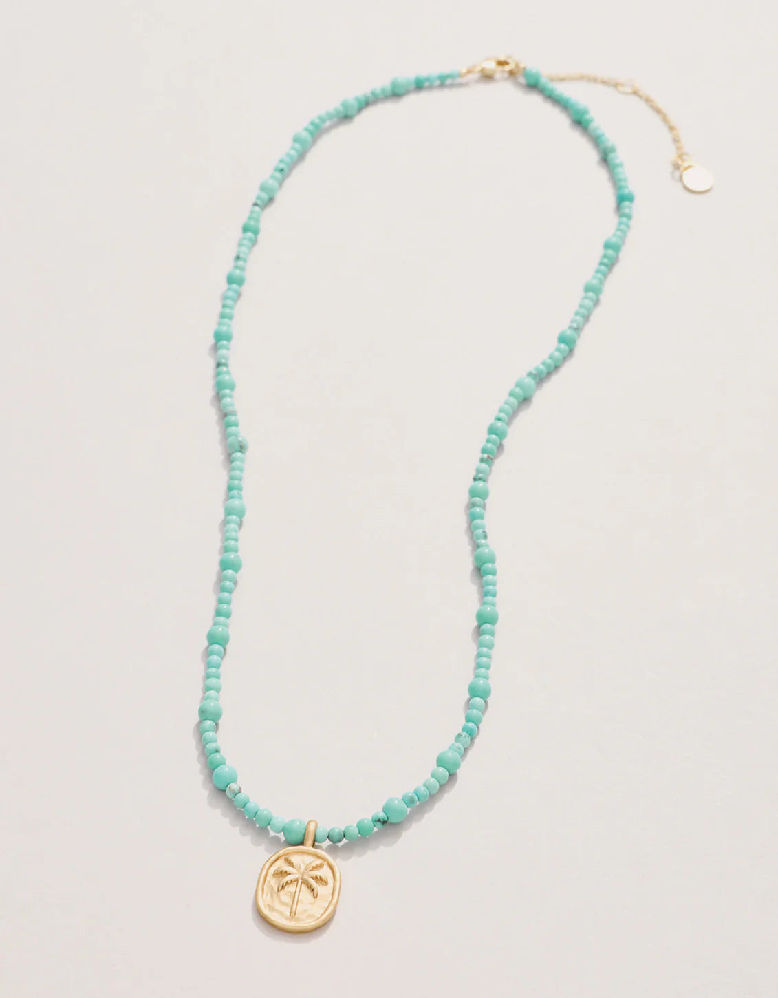 Harmony Beaded Necklace 17" Turquoise/Palm Tree