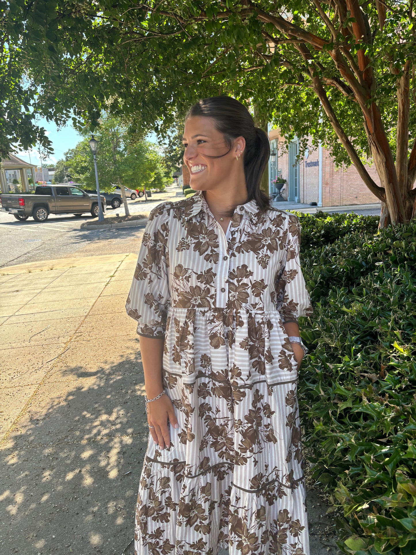 Brown Floral Maxi Dress