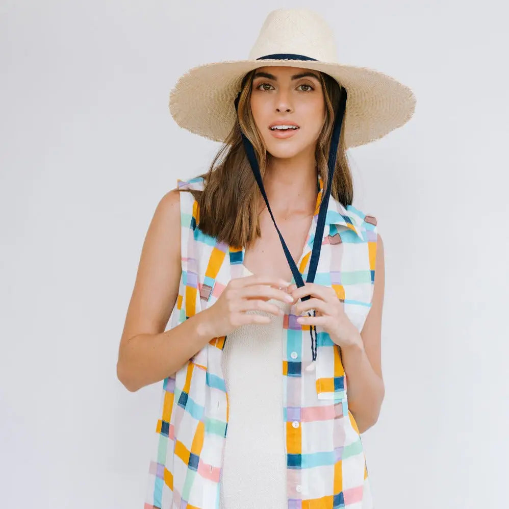 Miriam Wide Brimmed Palm Fringed Hat