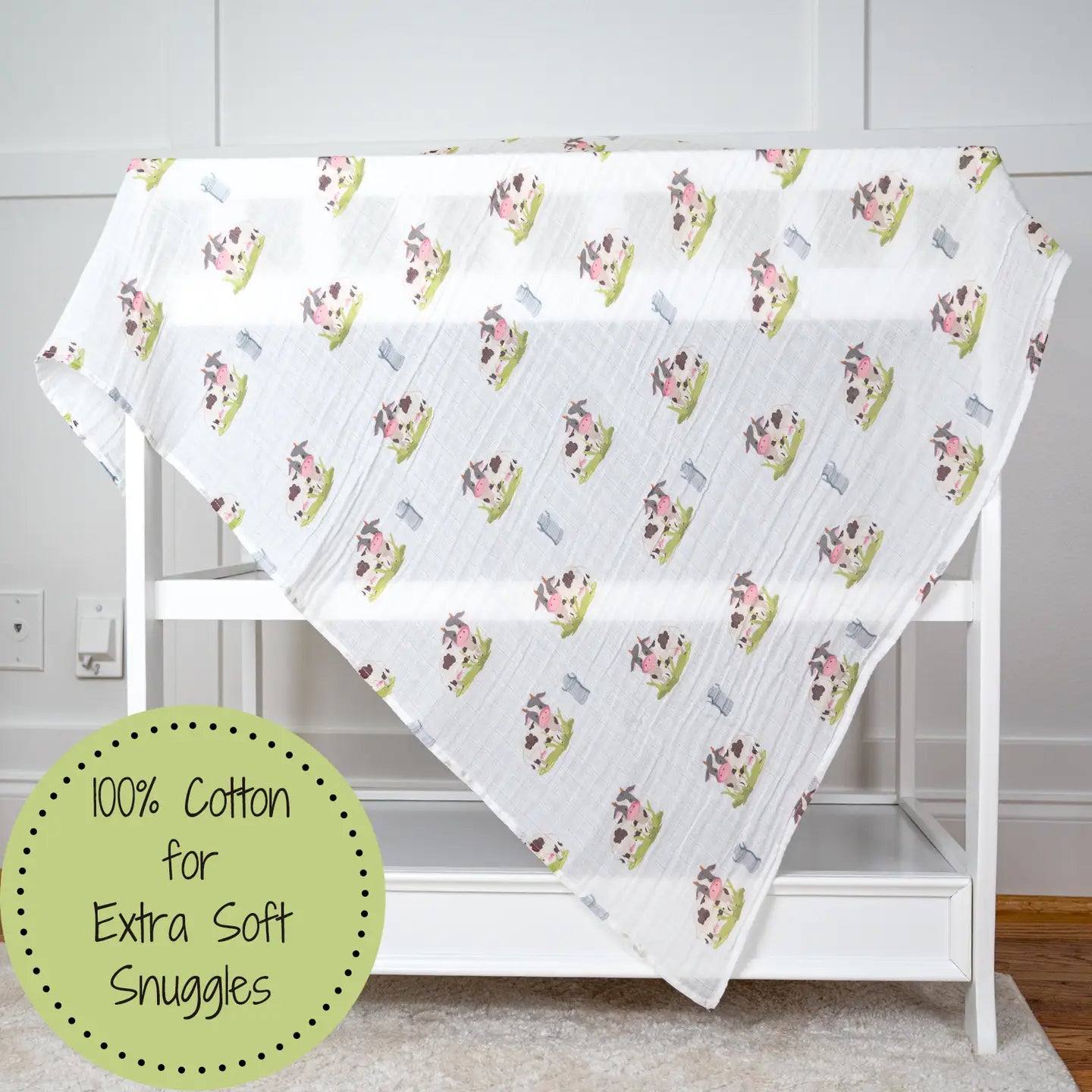 Moo Moo Here Farm Theme Baby Muslin Swaddle