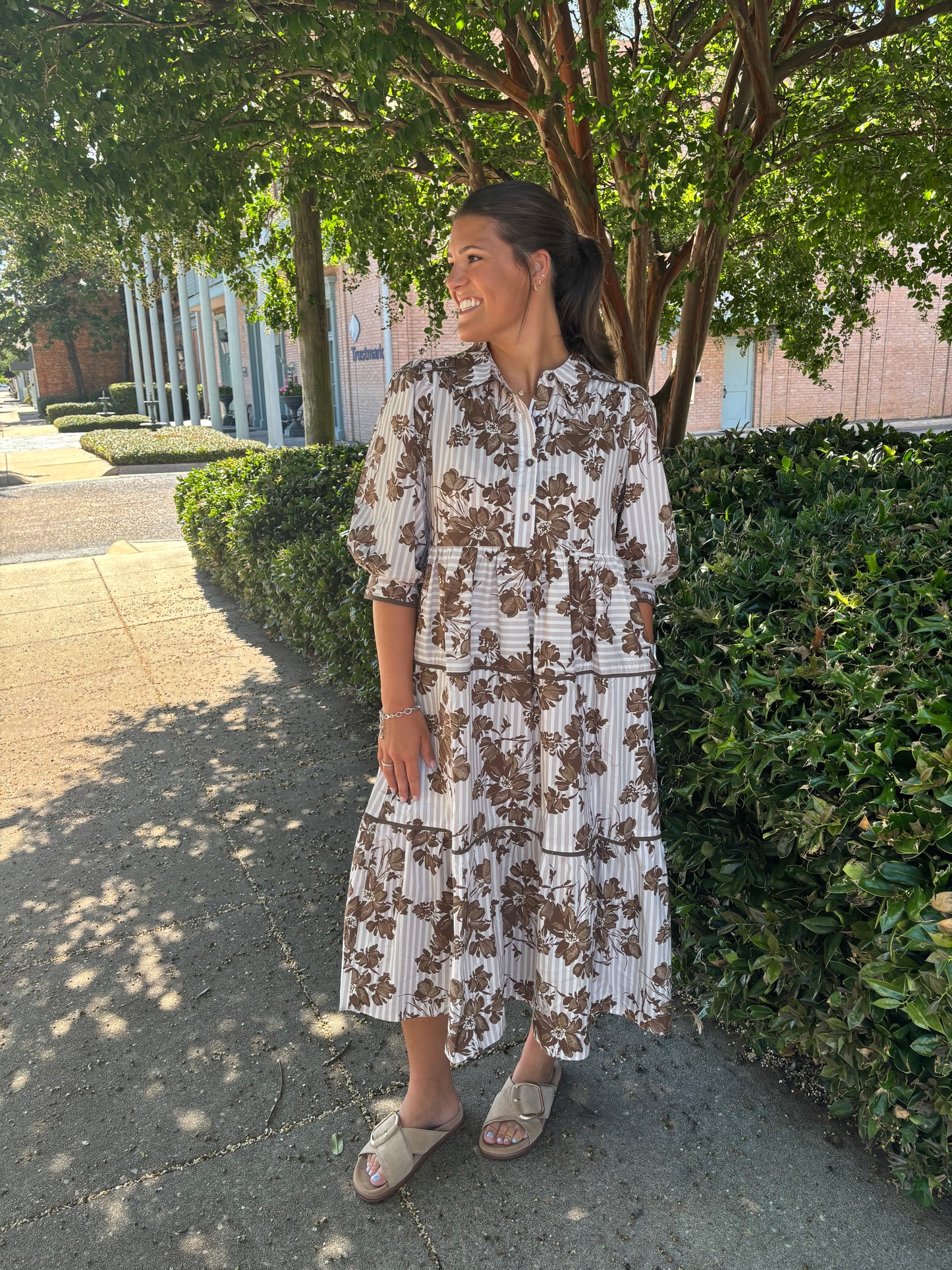 Brown Floral Maxi Dress