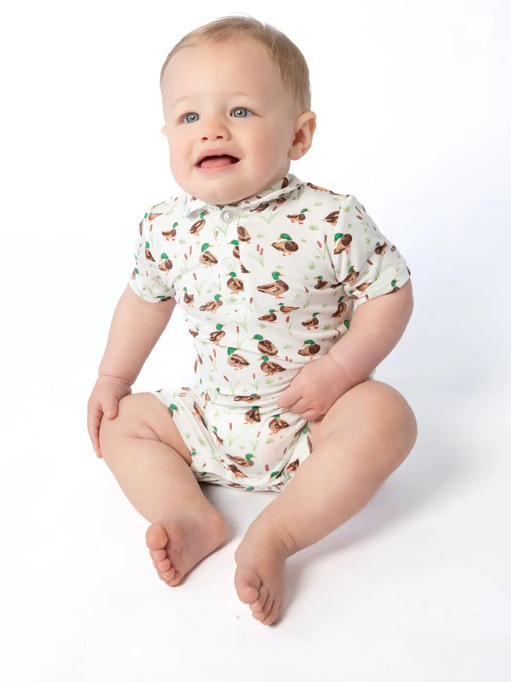 Mallard Drake Ducks- Ss Polo Romper