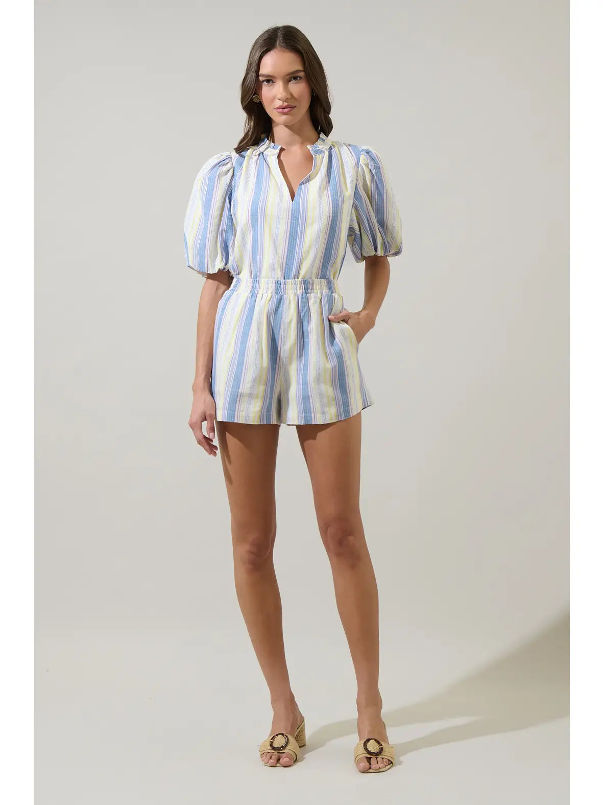 Vexie Striped Gretna Ruffle Blouse