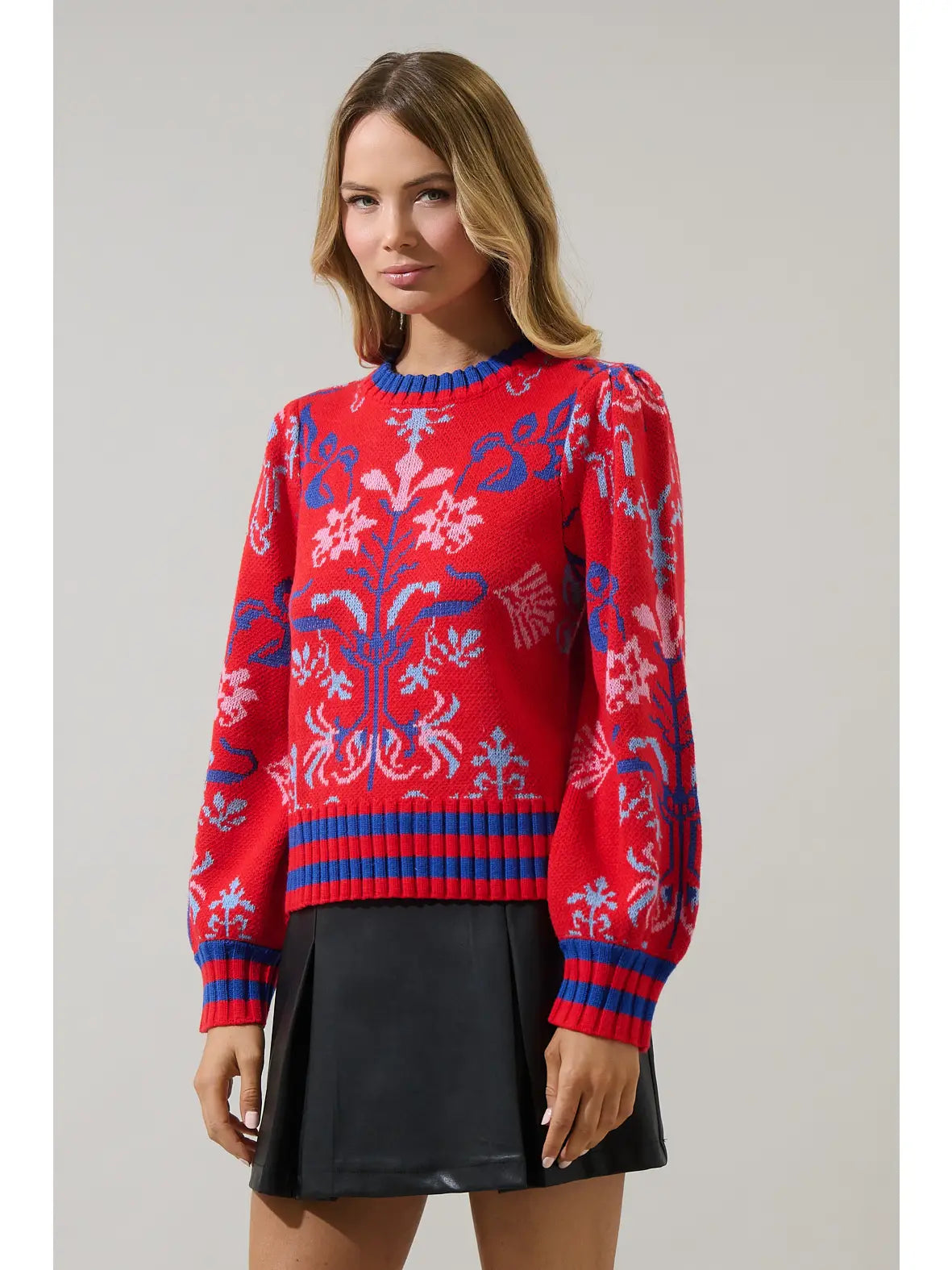 Almila Pleated Long Sleeve Sweater