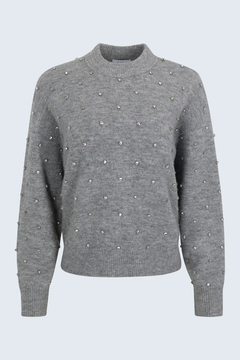 AURA RELAXED CREW NECK SWEATER - CHARCOAL DIAMONTE