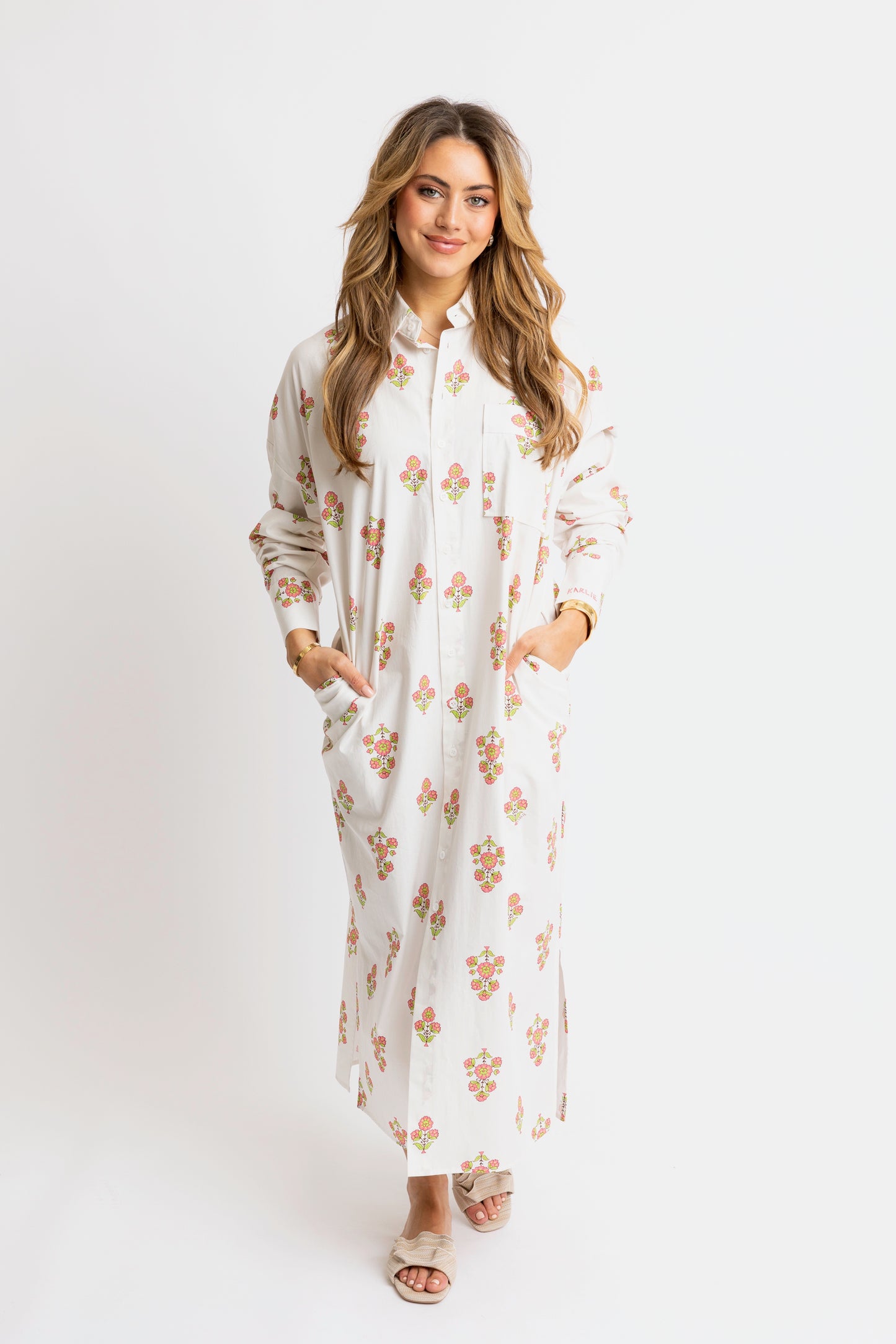 Paris Floral Pocket Shirt Dress