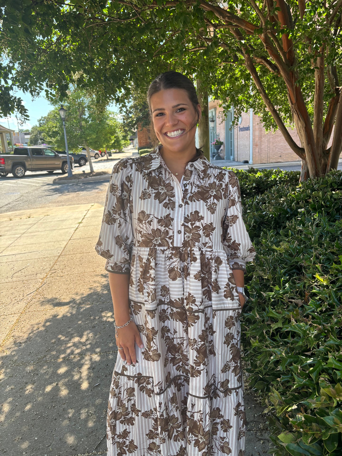 Brown Floral Maxi Dress