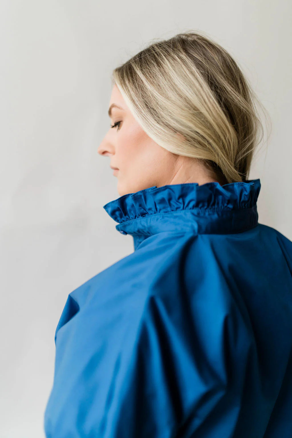 Short Sleeve Ruffle Shirt Bright Blue