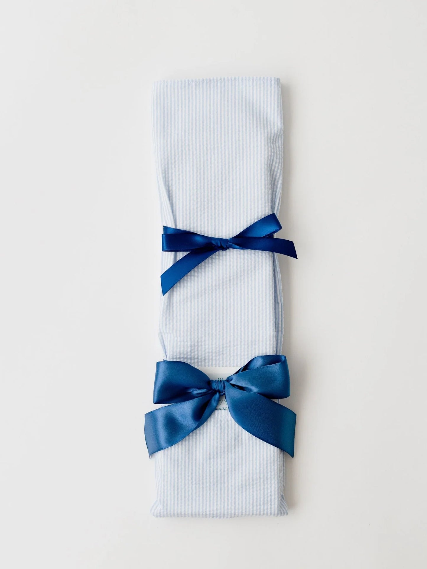 Blue Seersucker with Navy Ribbon