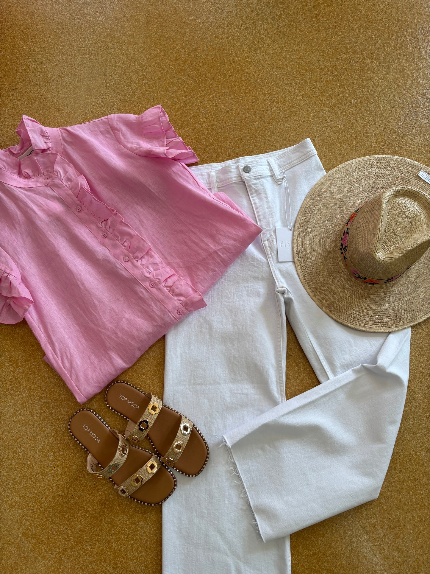 Ruffle Trim Pink Top