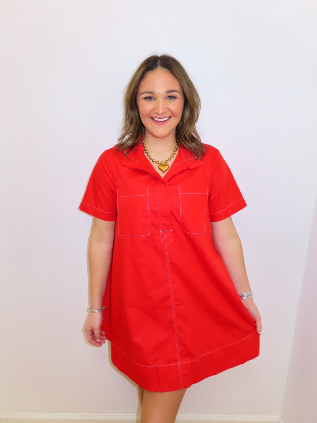 Red Shift Dress