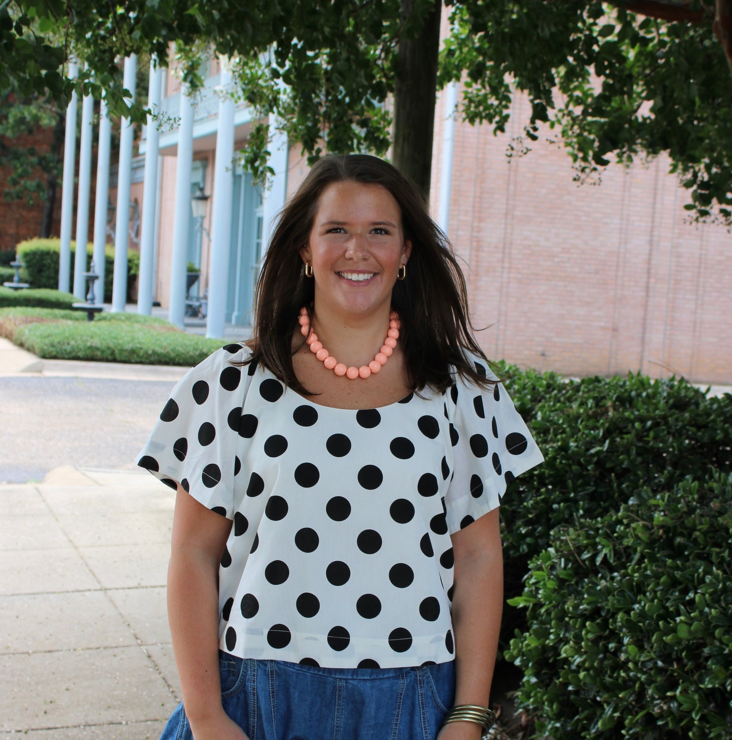 White/Black Polka Dot Top