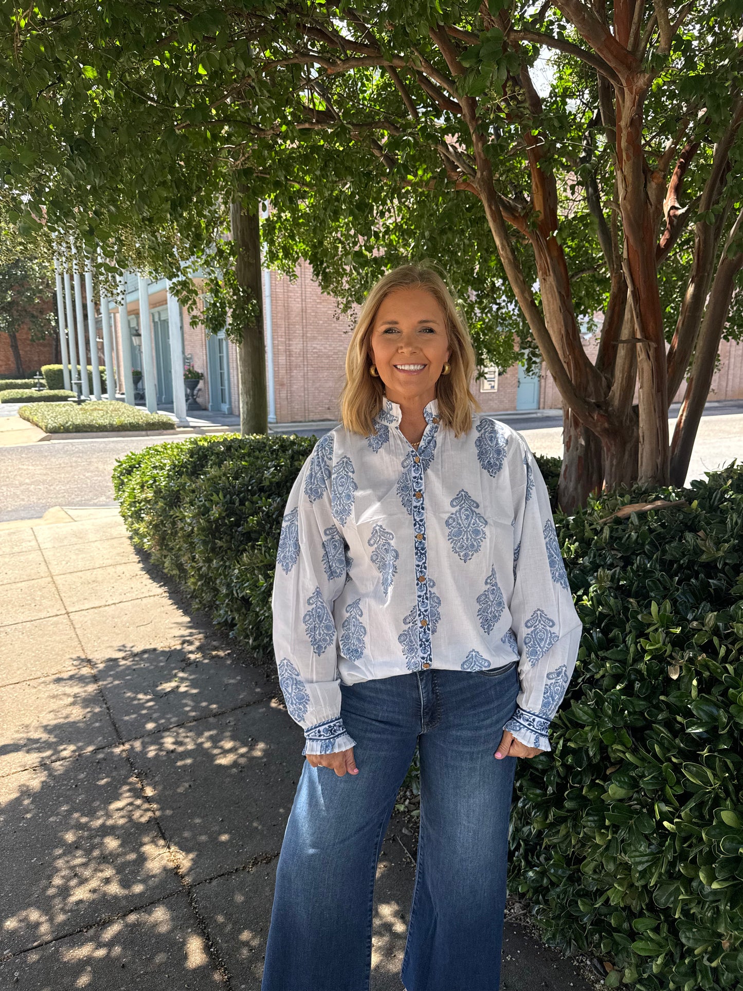 The Roots Top in Blue Floral