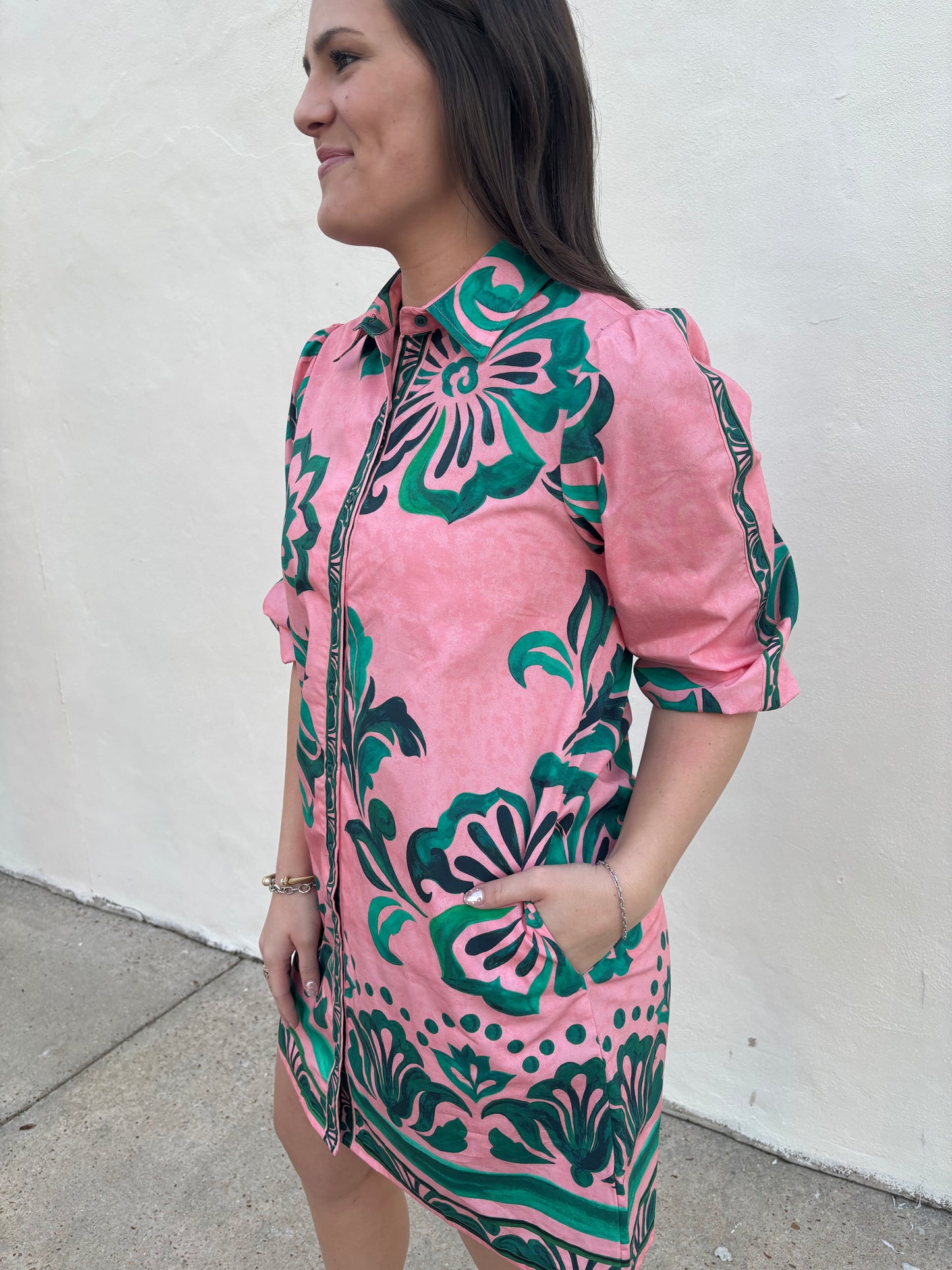 Ava Emerald Blush Dress
