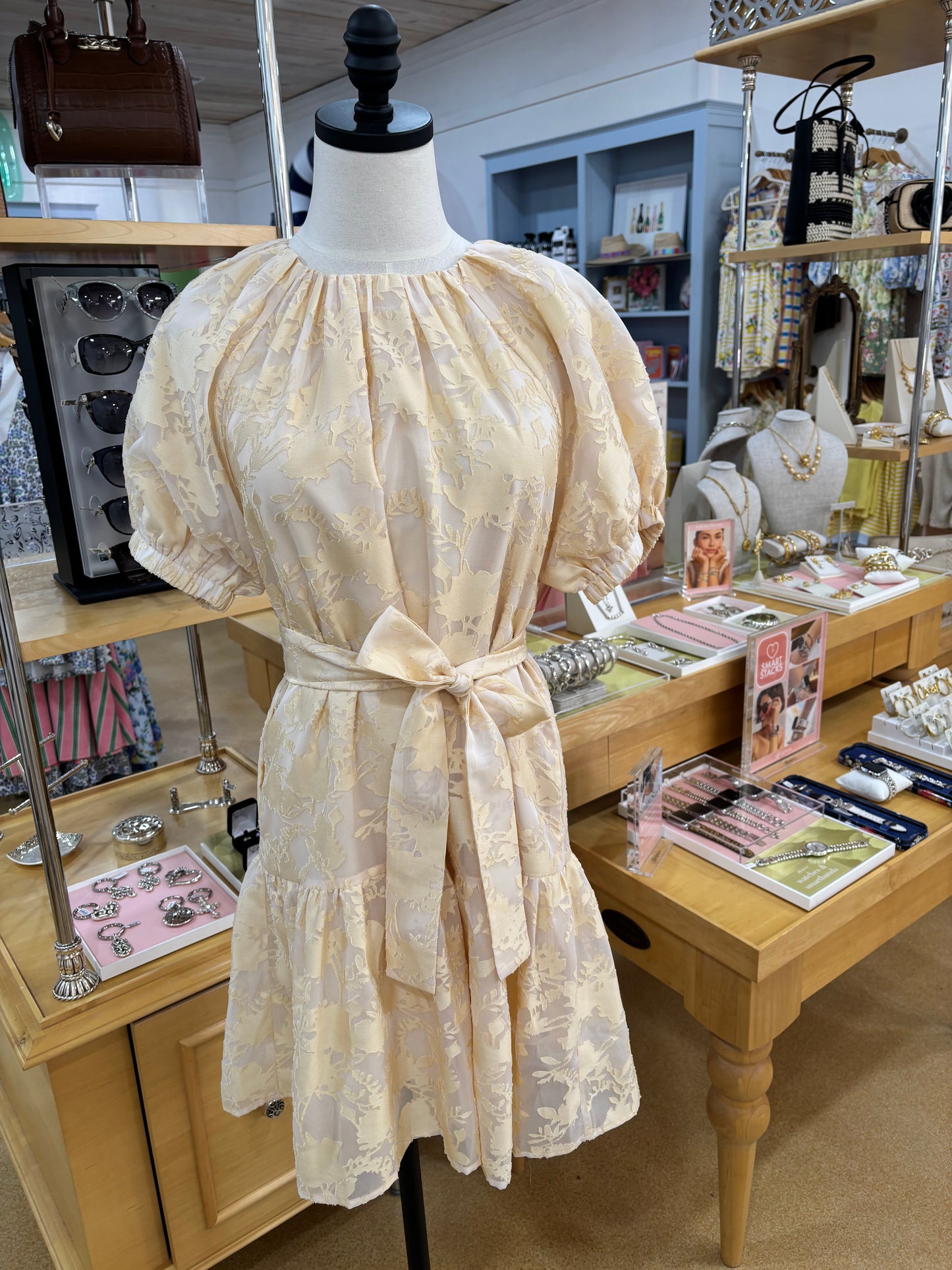 Puff Sleeve Dress Cream