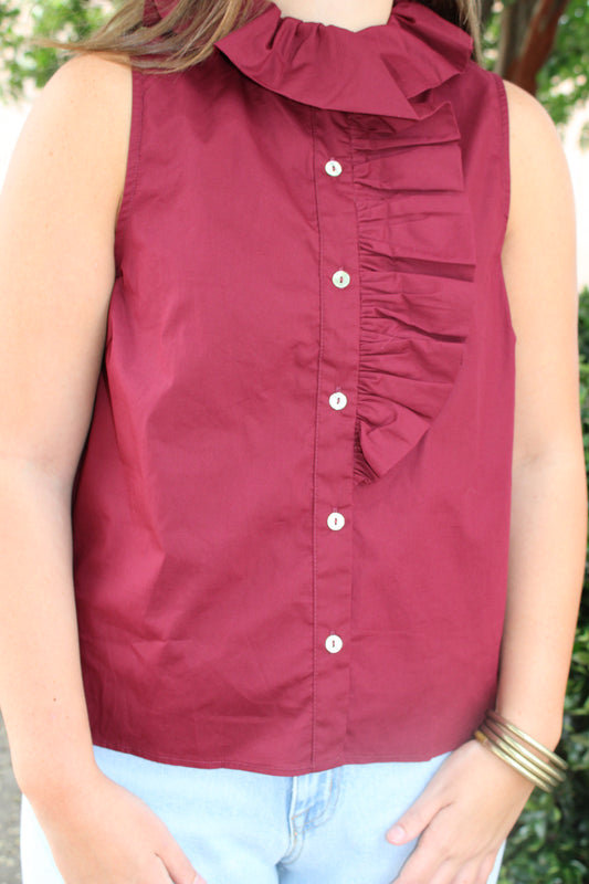 Burgandy Ruffle Top