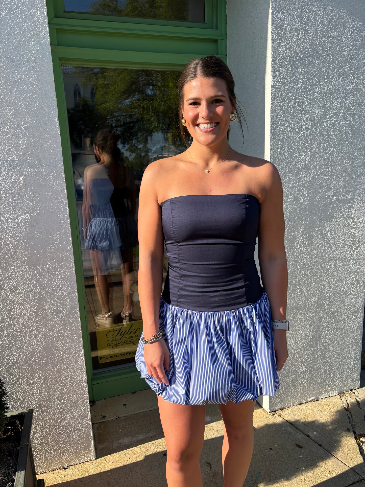 Ballon Skirt Mini Dress Navy