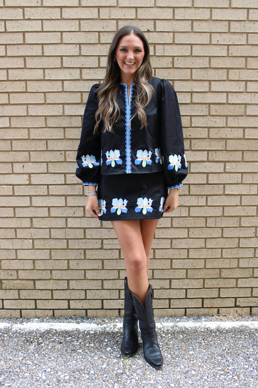Black Embroidered Top
