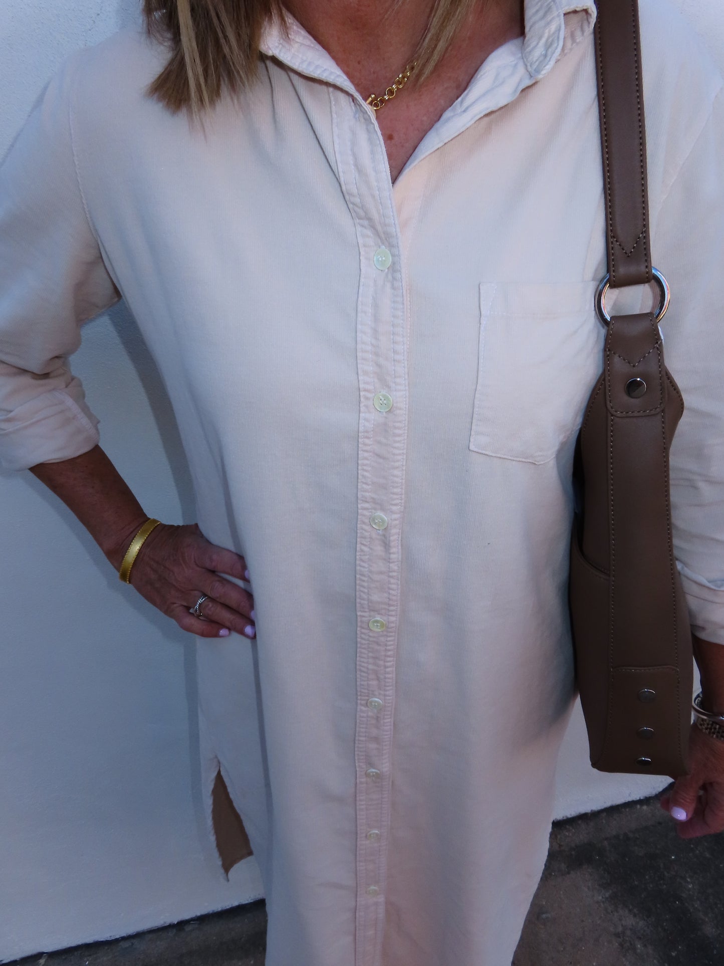 Stark X Shirt Dress Pearl Corduroy