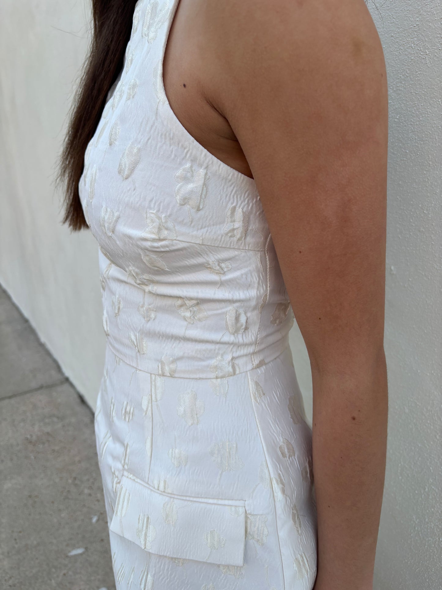 Darcy Dress White Jacquard Mini
