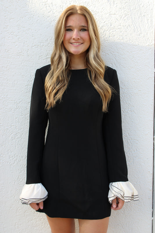 Black Mini Dress with Sleeve Detail