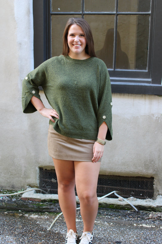 Faux Suede Pocketed Mini Skirt