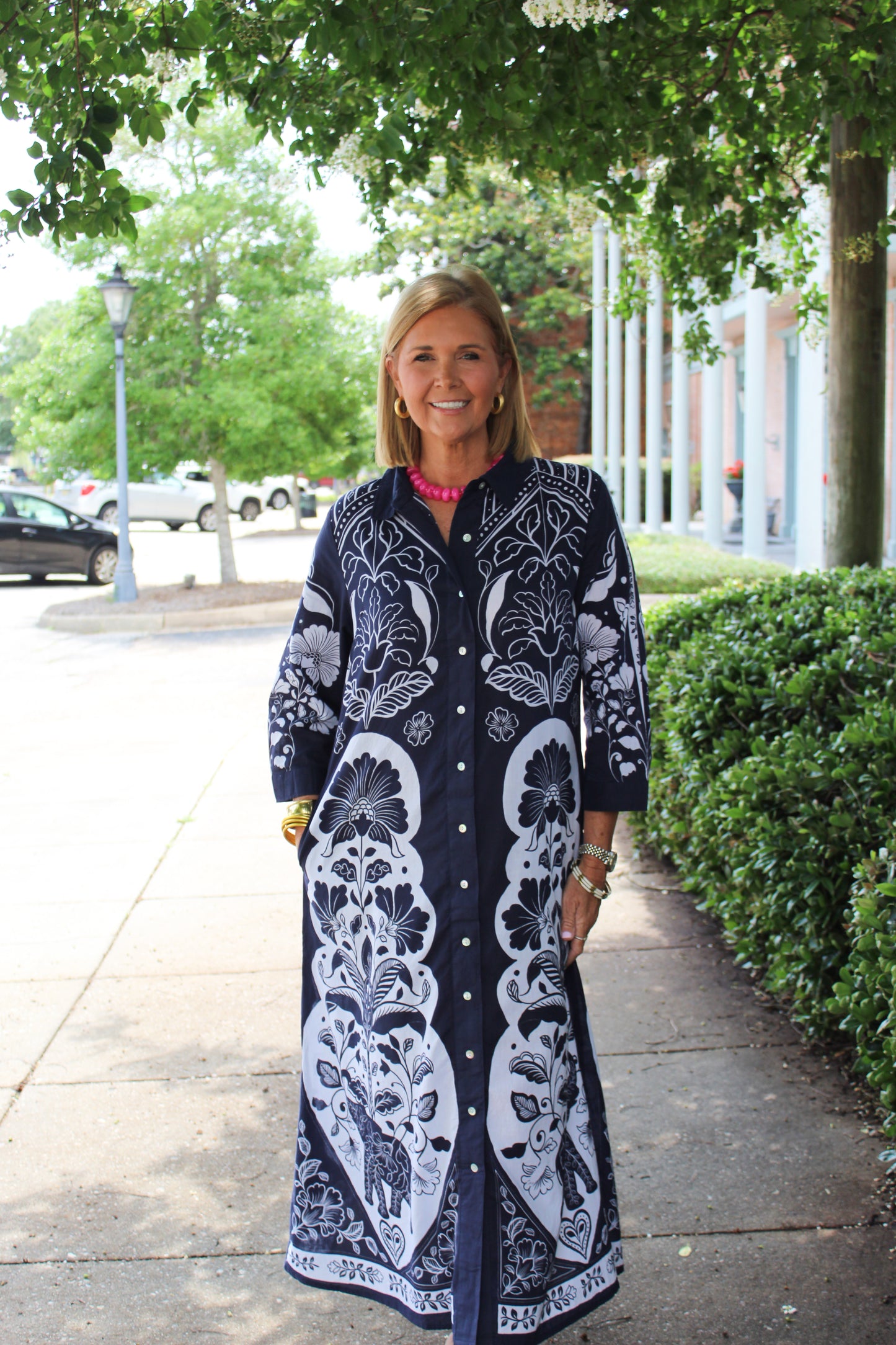 Sacred Bloom Maxi Dress Navy