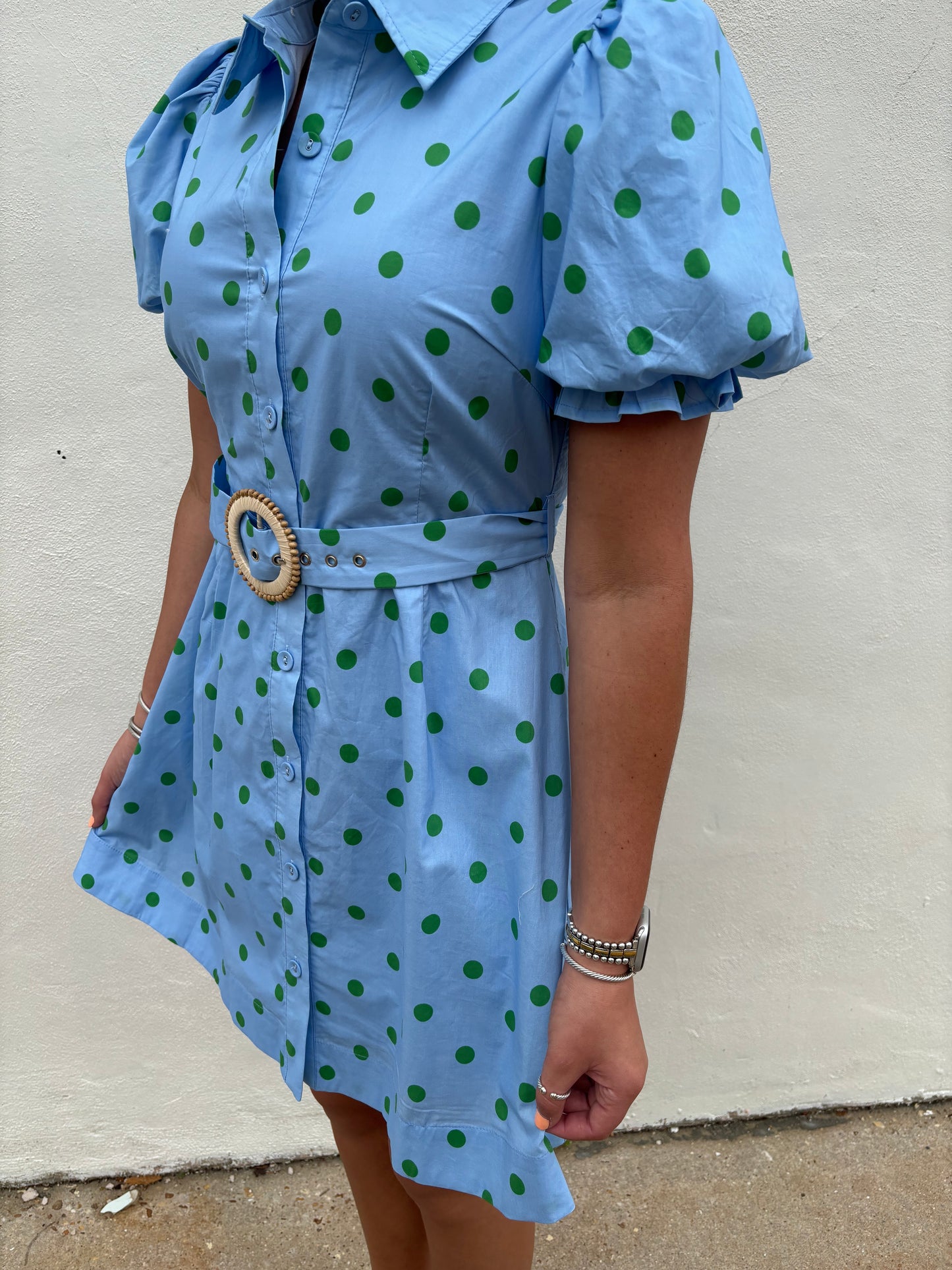 Blue/Green Polka Dot Dress