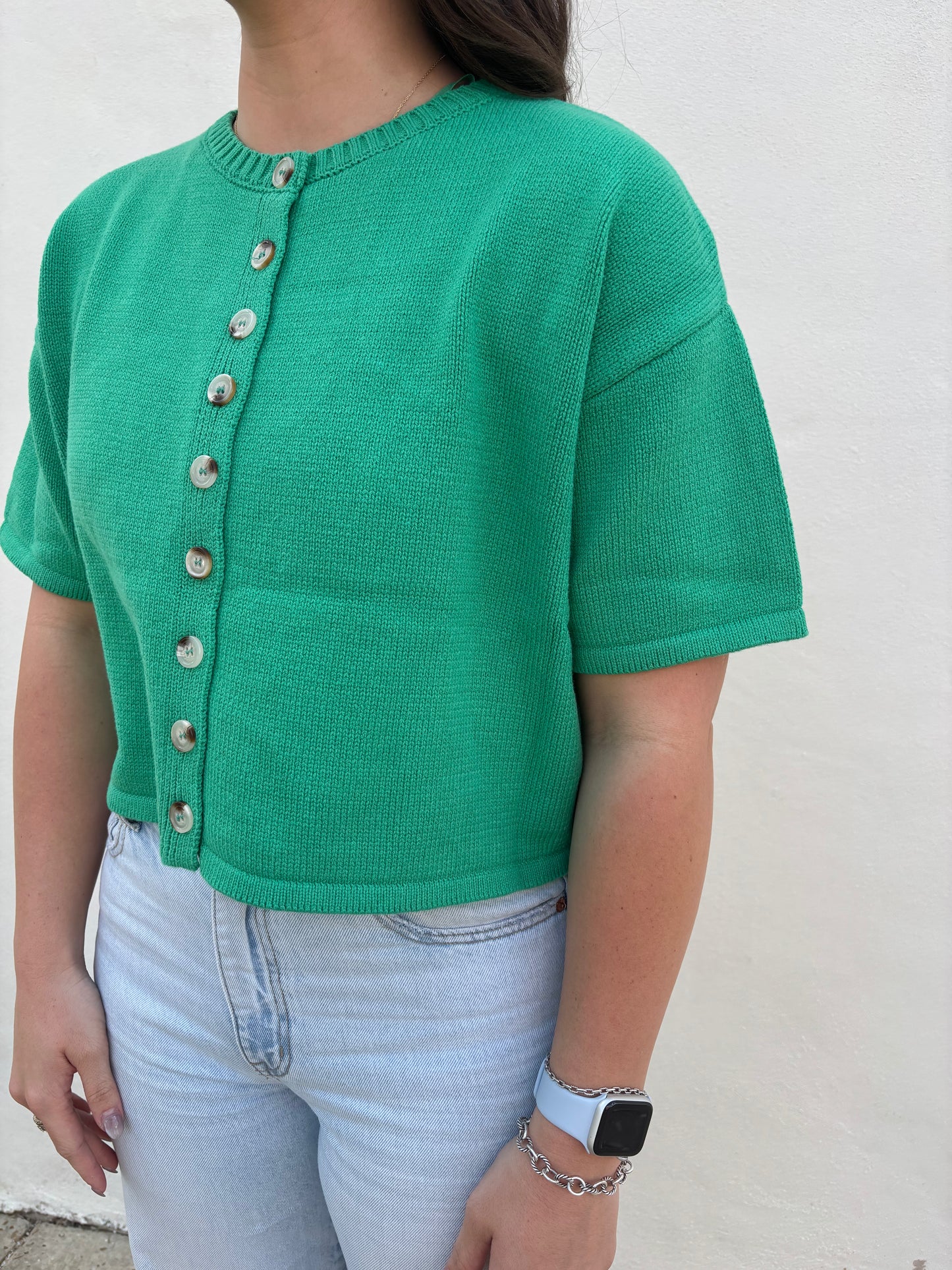 Spring Button front sweater Spring Green