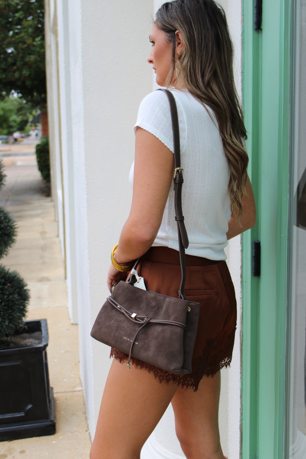Lori Crossbody Bag in Bitter Chocolate Suedette