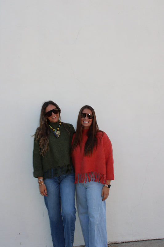 Aja Fringe Sweater Tangerine Glow