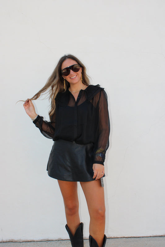 Black Top With Pleated Details