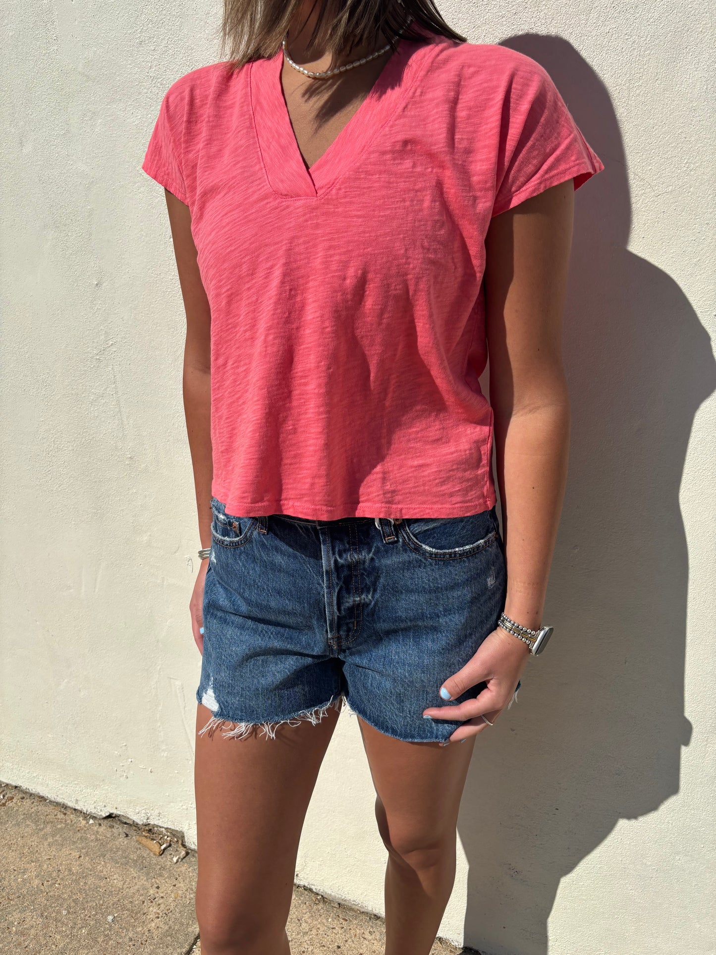 Dolman V-Neck Tee Hot Coral