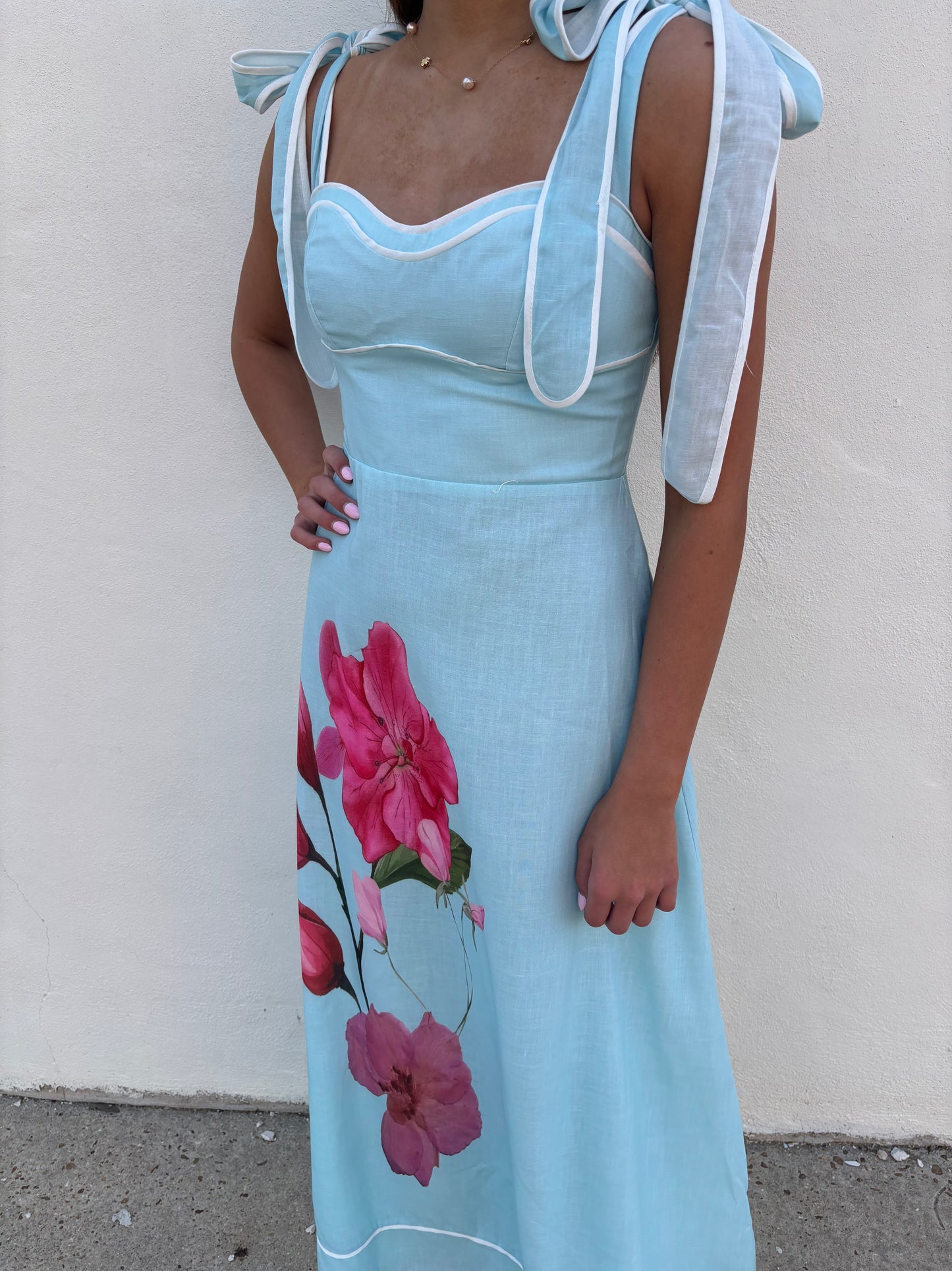 Turquoise Flower Maxi Dress