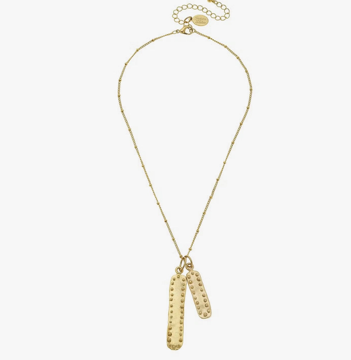 Susan Shaw Double Bar With Dots Chain Necklace