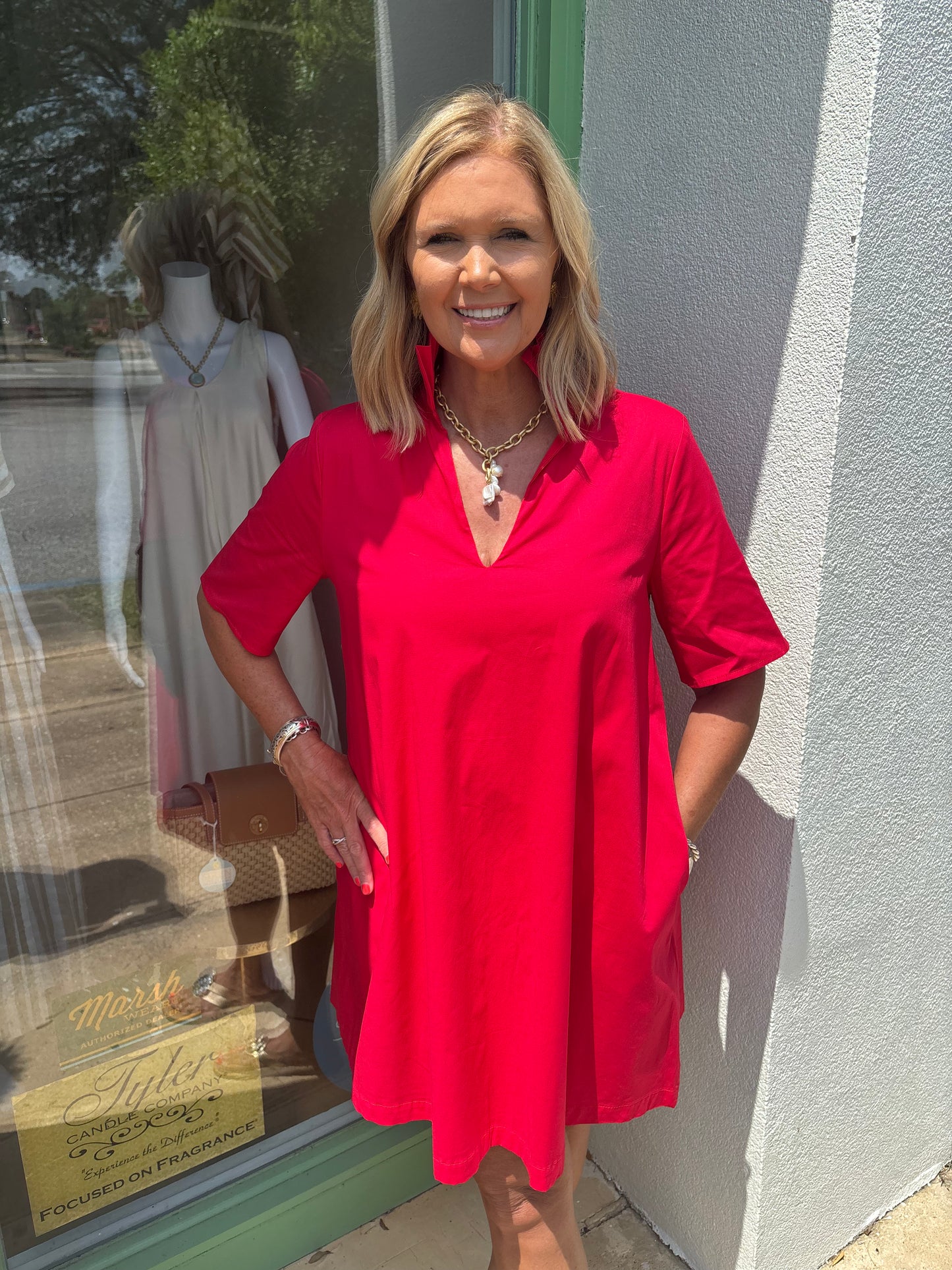 Ruffle Collar A Line Dress
