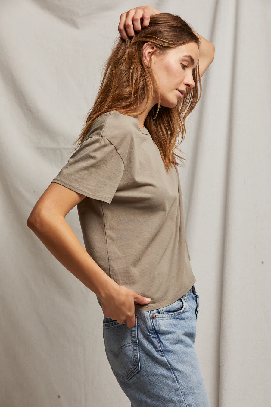 Harley Cotton Boxy Crew Tee Mushroom
