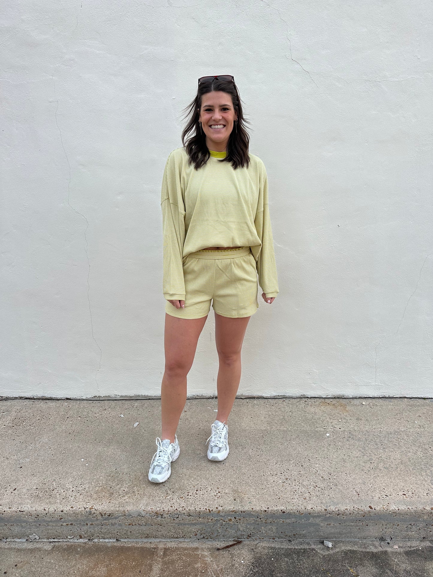 Moss Green Stripe Shorts