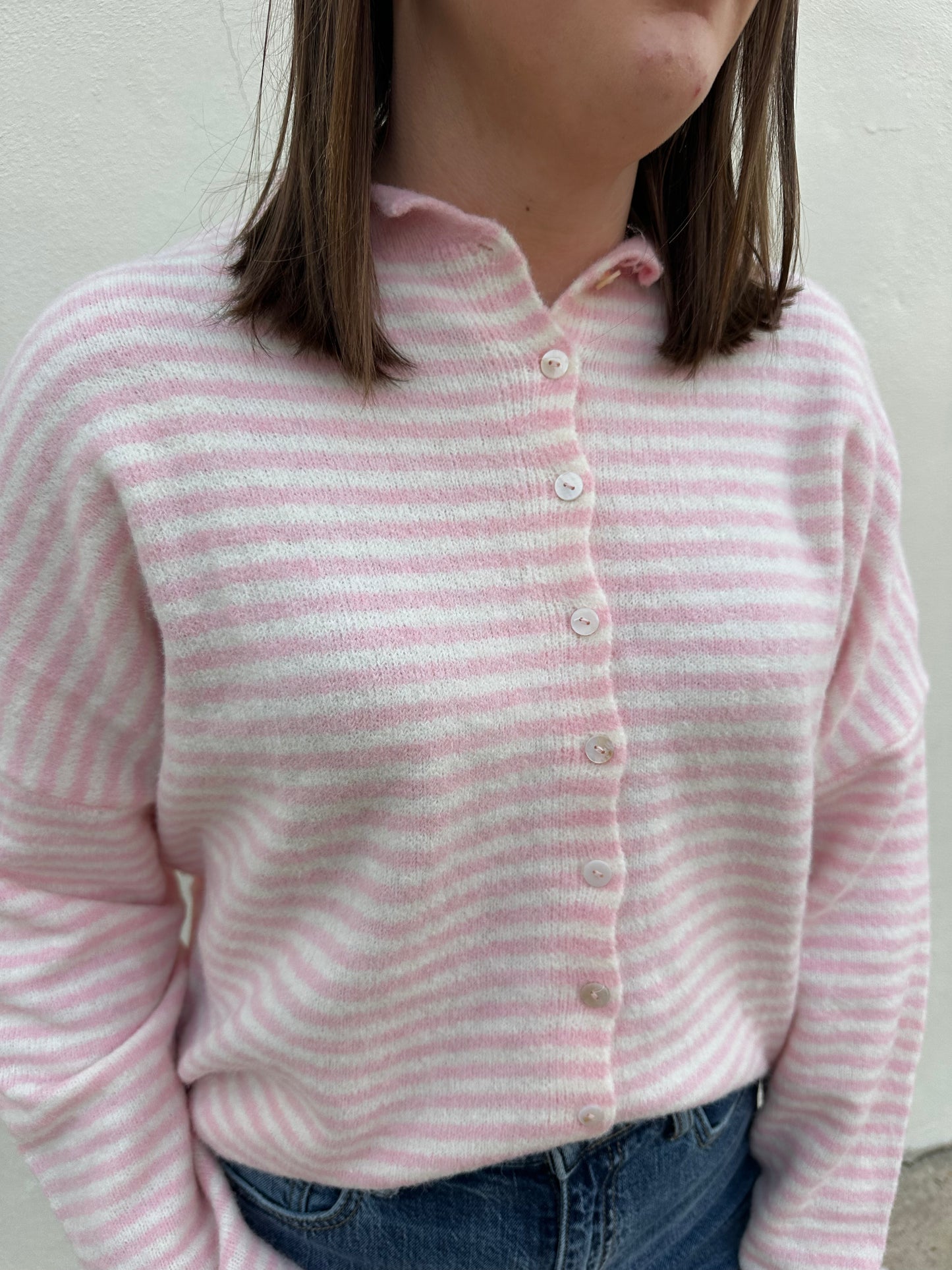 Pink Stripe Piper Cardigan