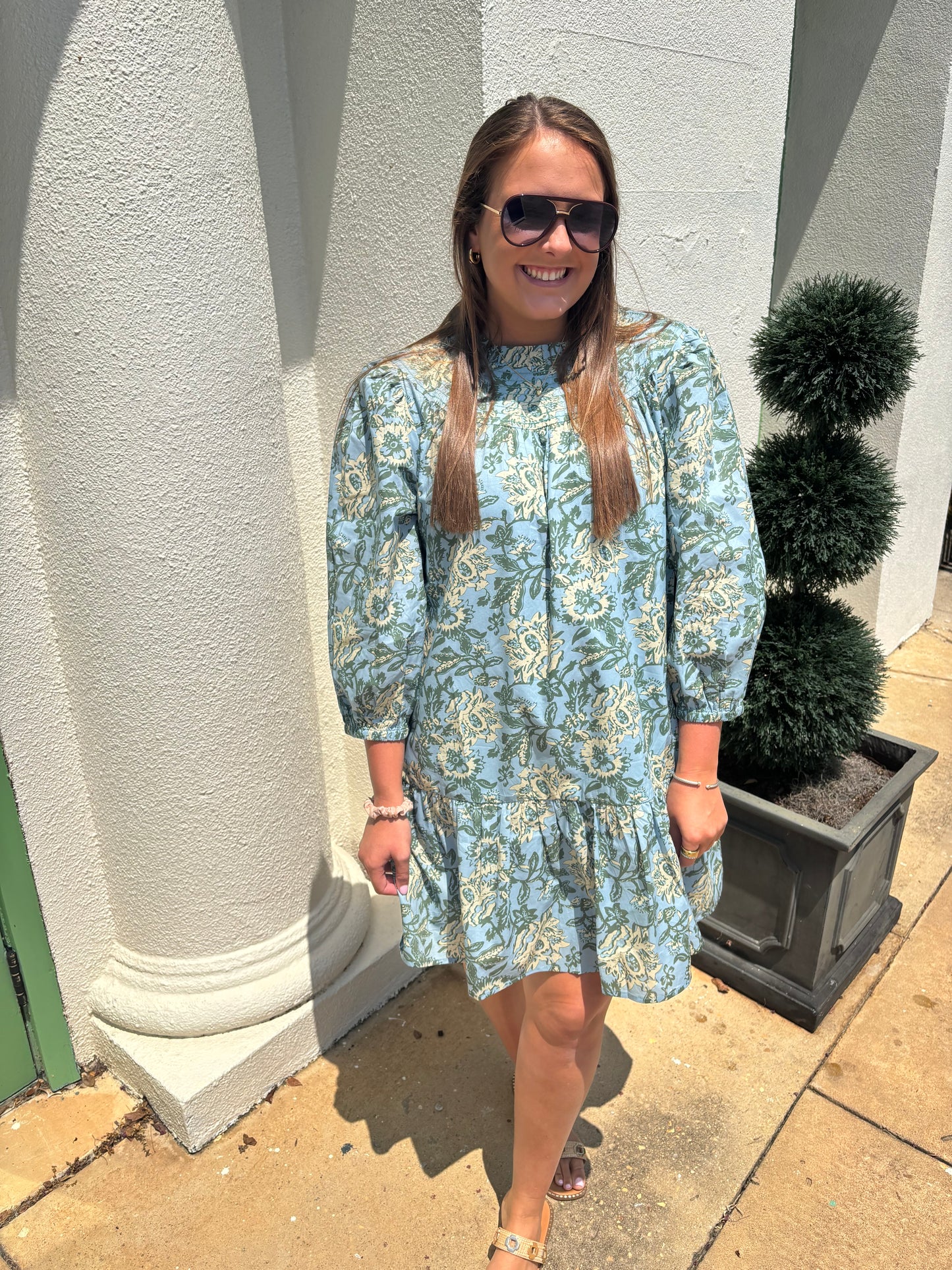 Blue Print Tiered Dress